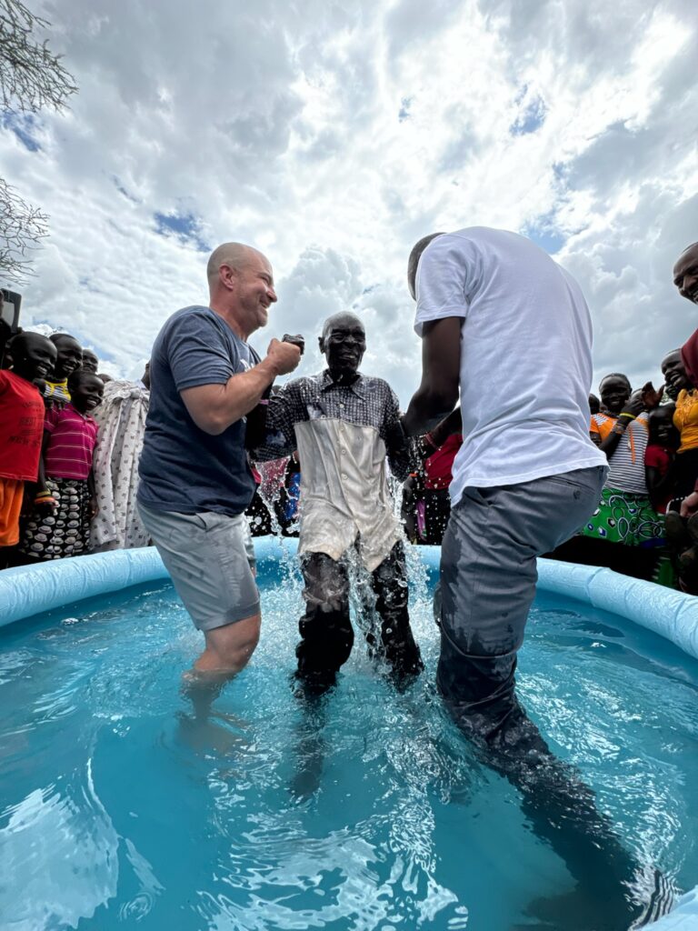 A new believer being baptized